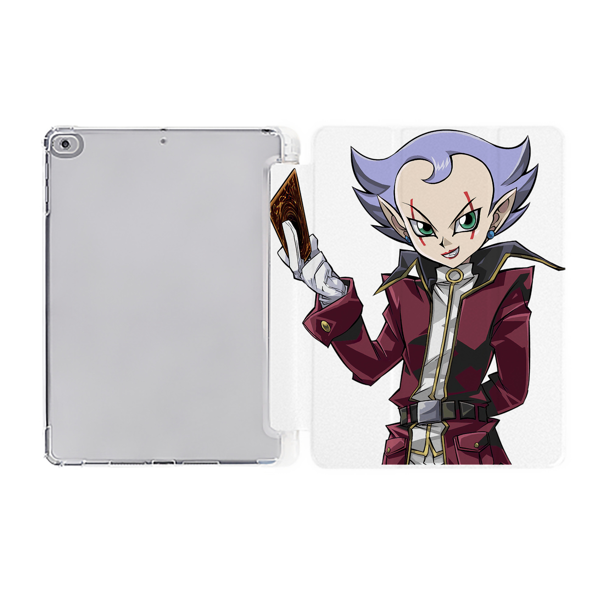 （画像用） 遊☆戯☆王 Yu-Gi-Oh! IPad ケース ペン収納付き 三つ折りスタンド PUレザー×シリコン 対応機種9.5/10.5/10.9インチ